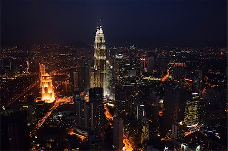 Skyline with Petronas Towers from KL Tower, Kuala Lumpur, Malaysia Stock Photo - Rights-Managed, Code: 700-07656539