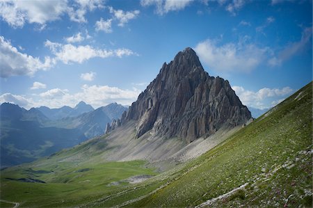 steep - View of Rocca la Meja, Italian mountain in Alps, from El Mulo Pass, in summer, Italy Stock Photo - Rights-Managed, Code: 700-07698673