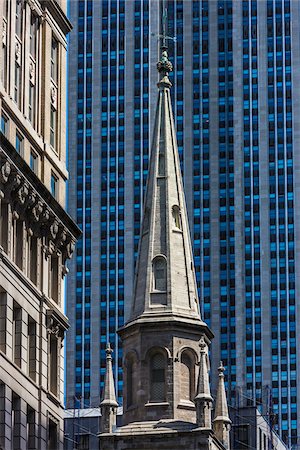 Church Steeple and Buildings, Manhattan, New York City, New York, USA Stock Photo - Rights-Managed, Code: 700-07744953