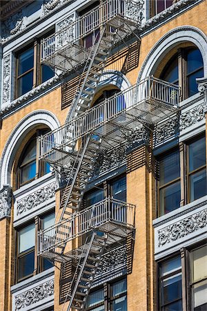 fire escape - Fire Escapes of Building, Broadway, New York City, New York, USA Stock Photo - Rights-Managed, Code: 700-07745157