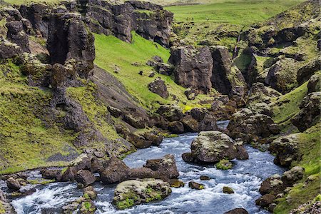 simsearch:700-07745169,k - Fimmvorduhals Hiking Trail along River above Skogafoss Falls, South Iceland, Iceland Stock Photo - Rights-Managed, Code: 700-07745191