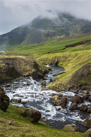 simsearch:700-07745169,k - Fimmvorduhals Hiking Trail along River above Skogafoss Falls, South Iceland, Iceland Stock Photo - Rights-Managed, Code: 700-07745192