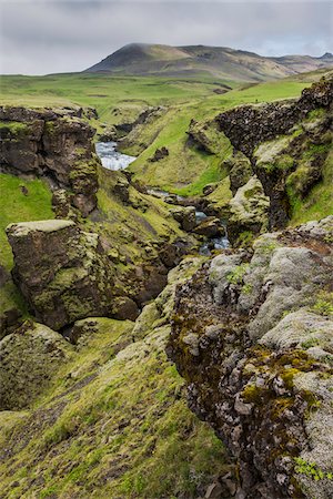 simsearch:700-07745169,k - Fimmvorduhals Hiking Trail along River above Skogafoss Falls, South Iceland, Iceland Stock Photo - Rights-Managed, Code: 700-07745193