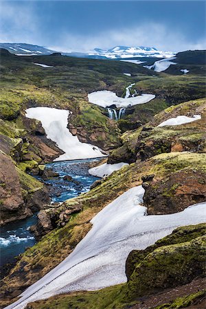 simsearch:700-07745169,k - Fimmvorduhals Hiking Trail along River above Skogafoss Falls, South Iceland, Iceland Stock Photo - Rights-Managed, Code: 700-07745204