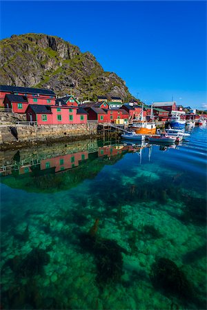 fishing industry - Rorbuer and Fishing Boats, Stamsund, Vestvagoya, Lofoten Archipelago, Norway Stock Photo - Rights-Managed, Code: 700-07784273