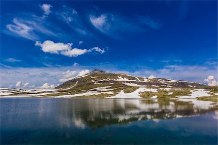 Mountain Lake along Bjorgavegen Tourist Route from Aurland to Laerdal, Sogn og Fjordane, Norway Stock Photo - Rights-Managed, Code: 700-07784663