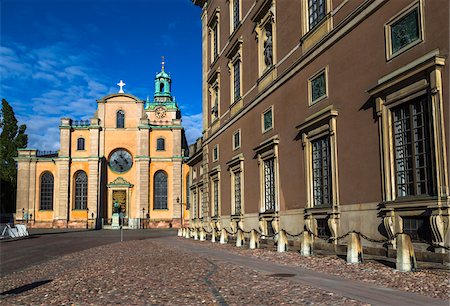 simsearch:700-07783846,k - View of the Stockholm Cathedral (Church of St Nicholas, Storkyrkan (The Great Church) in Gamla Stan (Old Town), Stockholm, Sweden Stock Photo - Rights-Managed, Code: 700-07783776