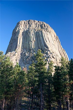 famous rock formation - Devils Tower, Bear Lodge Mountains, Crook County, Wyoming, USA Stock Photo - Rights-Managed, Code: 700-07802603