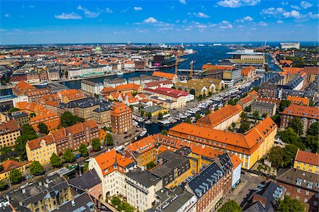 simsearch:862-07689887,k - View of Copenhagen from the top of the Church of Our Saviour (Vor Frelser Kirke) in the Christianshavn city district, Copenhagen, Denmark Stock Photo - Rights-Managed, Code: 700-07802648