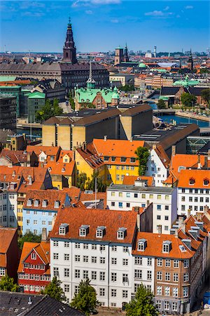 View of Copenhagen from the top of the Church of Our Saviour (Vor Frelser Kirke) in the Christianshavn city district, Copenhagen, Denmark Stock Photo - Rights-Managed, Code: 700-07802652