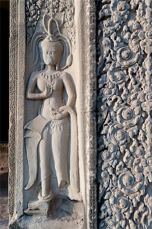 Relief sculpture of Apsara dancer, Angkor Wat Temple complex, UNESCO World Heritage Site, Angkor, Siem Reap, Cambodia, Indochina, Southeast Asia, Asia Photographie de stock - Rights-Managed, Code: 700-07803182