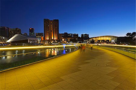 Bridge over Torrens Lake and Adelaide Festival Centre at Dusk, Adelaide, South Australia, Australia Stock Photo - Rights-Managed, Code: 700-08026008