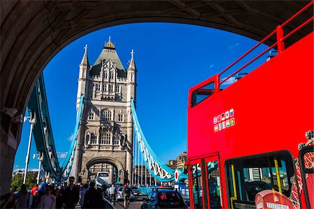 Double Decker Bus Crossing Tower Bridge, London, England, United Kingdom Stock Photo - Rights-Managed, Code: 700-08146098