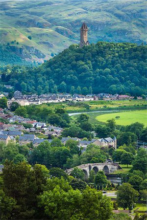 simsearch:700-01538925,k - View from Stirling Castle towards Wallace Monument, Stirling, Scotland, United Kingdom Stock Photo - Rights-Managed, Code: 700-08167316