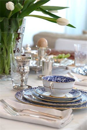 passover - Passover Seder Table Setting with Individual Place Setting and Seder Plate in the background Stock Photo - Rights-Managed, Code: 700-08274206