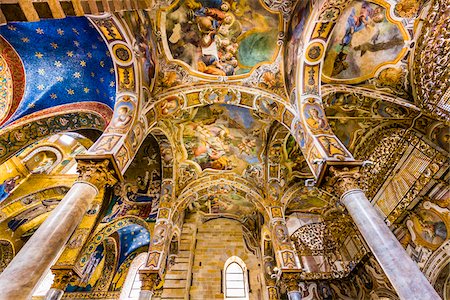painting (fine art) - Interior of Church of Santa Maria dell'Ammiraglio, also known as Martorana in Palermo, Sicily, Italy Stock Photo - Rights-Managed, Code: 700-08701871