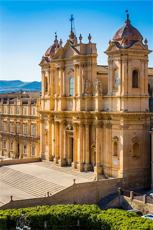 simsearch:841-07540569,k - The majestic, Baroque facade of the Noto Cathedral in the city of Noto in the Province of Syracuse in Sicily, Italy Stock Photo - Rights-Managed, Code: 700-08723151
