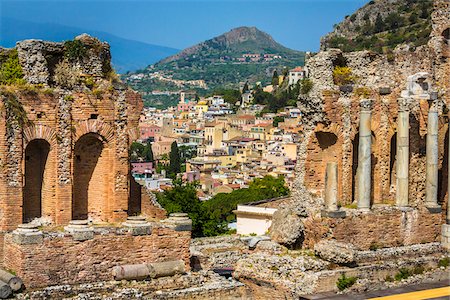 famous buildings in european history - Archways and Pillars at Teatro Antico di Taormina in Taormina, Sicily, Italy Stock Photo - Rights-Managed, Code: 700-08723296