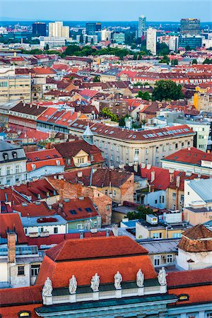 statues on building top - Rooftops at Dusk in Zagreb, Croatia Stock Photo - Rights-Managed, Code: 700-08765292