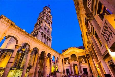 simsearch:700-07237764,k - The Bell Tower and the Cathderal of St Domnius in Diocletian's Palace in the Old Town of Split in Split-Dalmatia County, Croatia Stock Photo - Rights-Managed, Code: 700-08765425