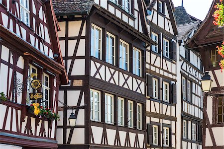 simsearch:855-08420585,k - Close-up of the upper section of the half-timber buildings at Petite France in Strasbourg, France Stock Photo - Rights-Managed, Code: 700-08973554