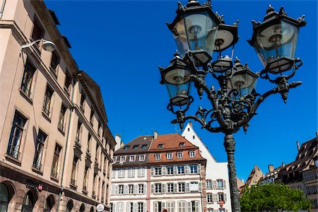 simsearch:841-07540886,k - Ornate iron lamp post and traditional buildings in Strasbourg, France Stock Photo - Rights-Managed, Code: 700-08973562