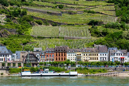 simsearch:700-06892502,k - Dock and traditional buildings at Kaub along the Rhine between Rudesheim and Koblenz, Germany Stock Photo - Rights-Managed, Code: 700-08973619