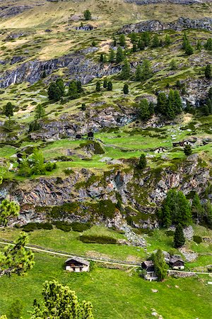 simsearch:700-07698674,k - Hiking trail though the mountain village of Zmutt near Zermatt in Switzerland Stock Photo - Rights-Managed, Code: 700-08986338