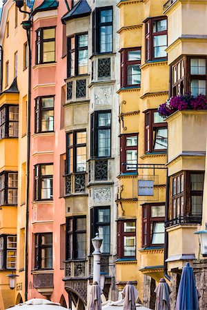 Detail of a row of colorful buildings in the resort town of Innsbruck, Austria Stock Photo - Rights-Managed, Code: 700-08986415