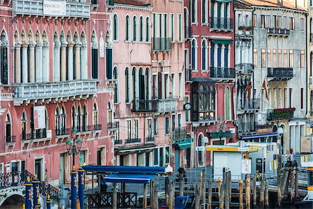 Close-up of the pastel colored buildings along the Grand Canal in Venice, Italy Stock Photo - Rights-Managed, Code: 700-08986666