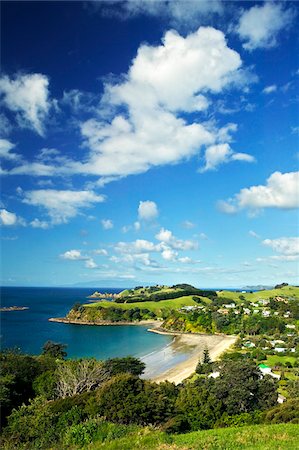 pacific ocean island - Overview of Palm Beach at Waiheke Island in New Zealand Stock Photo - Rights-Managed, Code: 700-09007463