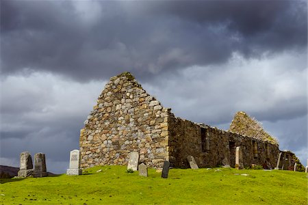 dark eerie sky - Ruins of an abandoned church with cemetery on the Isle of Skye, Scotland Stock Photo - Rights-Managed, Code: 700-09013948