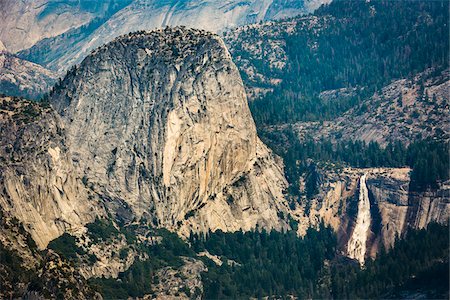 sierra nevada mountains (california, usa) - Liberty Cap granite dome and Vernal Falls from Glacier Point in the Yosemite Valley in Yosemite National Park in California, USA Stock Photo - Rights-Managed, Code: 700-09052915