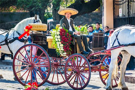 Traditional cowboy driving a horse-drawn carriage in the Mexican Independence Day parade in San Miguel de Allende, Mexico Photographie de stock - Rights-Managed, Code: 700-09088175