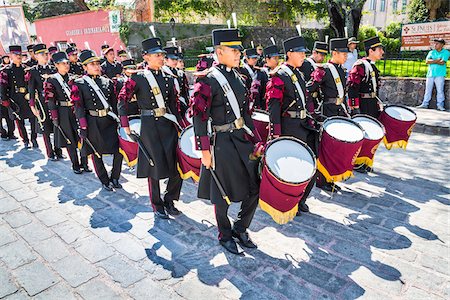 festivity (ceremonious and special festive occasion) - Marching band at Mexican Independence Day parade in San Miguel de Allende, Mexico. Stock Photo - Rights-Managed, Code: 700-09088170