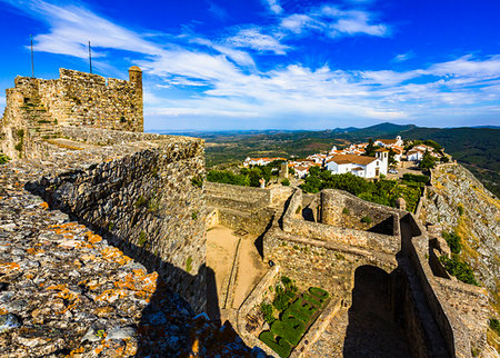 simsearch:700-03891116,k - Looking down from the stone walls of the Castle of Marvao onto the municipality of Marvao in Portalegre District in Portugal Stock Photo - Rights-Managed, Code: 700-09226805