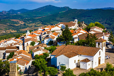 simsearch:400-05724379,k - Scenic overview of the municipality of Marvao with the clay rooftops of the stucco houses in the Portalegre District in Portugal Stock Photo - Rights-Managed, Code: 700-09226809