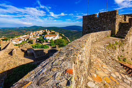 simsearch:600-03004085,k - Looking down from the stone walls of the Castle of Marvao onto the municipality of Marvao in Portalegre District in Portugal Stock Photo - Rights-Managed, Code: 700-09226813