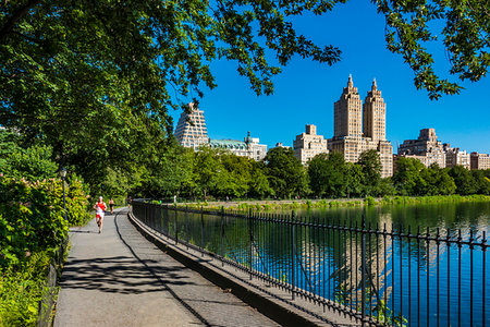 Walkway along the Central Park Reservoir with the San Remo Apartments in the background, New York City, New York, USA Stock Photo - Rights-Managed, Code: 700-09226822