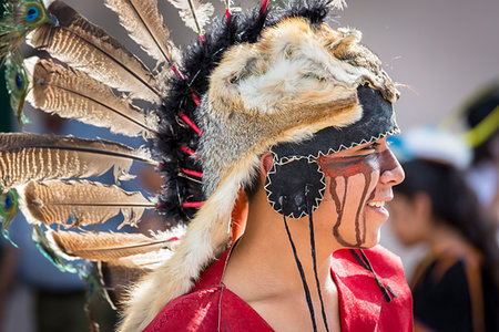 simsearch:614-02679643,k - Close-up portrait of an indigenous tribal dancer at a St Michael Archangel Festival parade in San Miguel de Allende, Mexico Stock Photo - Rights-Managed, Code: 700-09227088