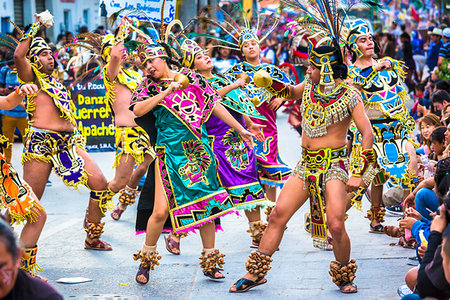 simsearch:841-06500371,k - Group of indigenous tribal dancers at a St Michael Archangel Festival parade in San Miguel de Allende, Mexico Stock Photo - Rights-Managed, Code: 700-09227131