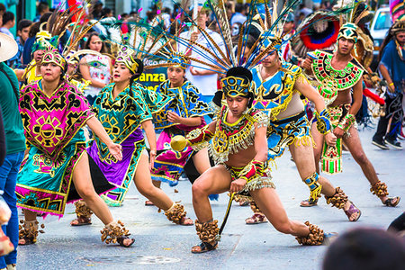 simsearch:841-06500371,k - Group of indigenous tribal dancers at a St Michael Archangel Festival parade in San Miguel de Allende, Mexico Stock Photo - Rights-Managed, Code: 700-09227132