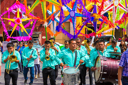 simsearch:6102-03748485,k - Marching band and large colorful decoration in the Our Lady of Loreto Procession in San Miguel de Allende, Guanajuato, Mexico Stock Photo - Rights-Managed, Code: 700-09273204
