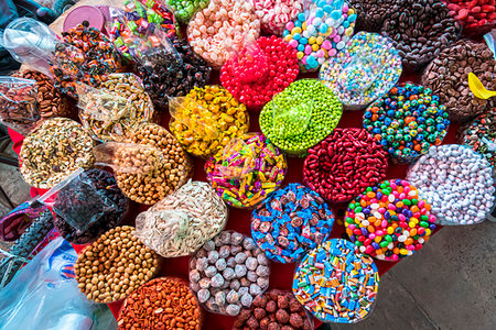 Candy and sweets for sale at the Tuesday Market in San Miguel de Allende, Guanajuato, Mexico. Stock Photo - Rights-Managed, Code: 700-09273221