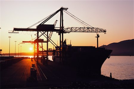 simsearch:700-03439586,k - Silhouette of Construction Cranes at Centennial Pier Vancouver, British Columbia Canada Stock Photo - Rights-Managed, Code: 700-00000492