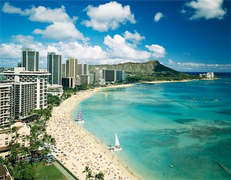 diamond head - Overview of Waikiki Beach Honolulu, Oahu, Hawaii, USA Stock Photo - Rights-Managed, Code: 700-00002733