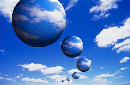 simsearch:700-00042054,k - Spheres Floating in Sky Stock Photo - Rights-Managed, Code: 700-00017999