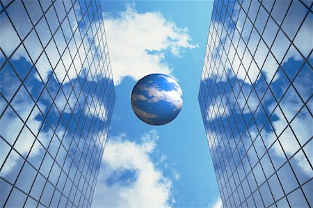 simsearch:700-00042054,k - Office Towers with Sphere and Clouds Stock Photo - Rights-Managed, Code: 700-00018001