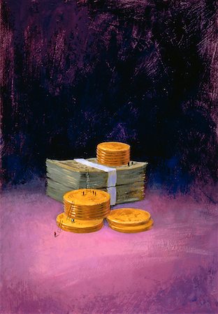 Illustration of People Climbing Stacks of Currency Stock Photo - Rights-Managed, Code: 700-00018390