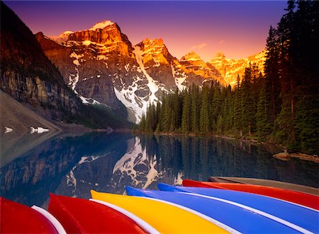 simsearch:600-06125581,k - Sunrise at Moraine Lake Valley of the Ten Peaks Banff National Park Alberta, Canada Stock Photo - Rights-Managed, Code: 700-00018583